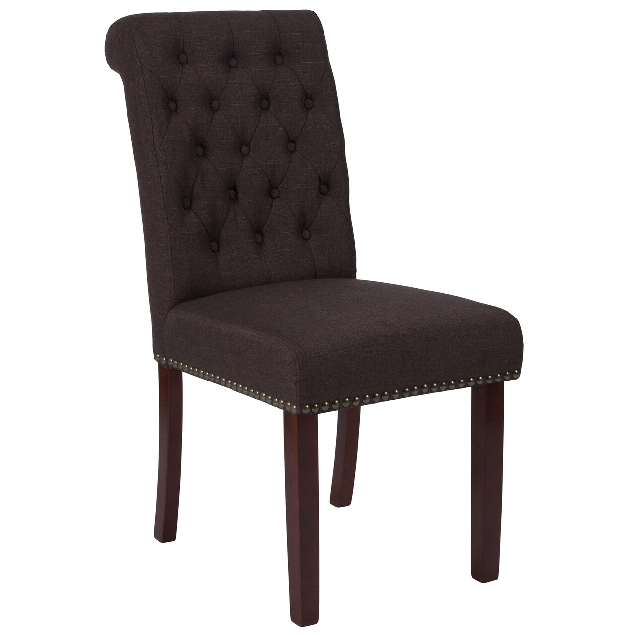 Merrick Lane Falmouth Upholstered Parsons Chair with Nailhead Trim